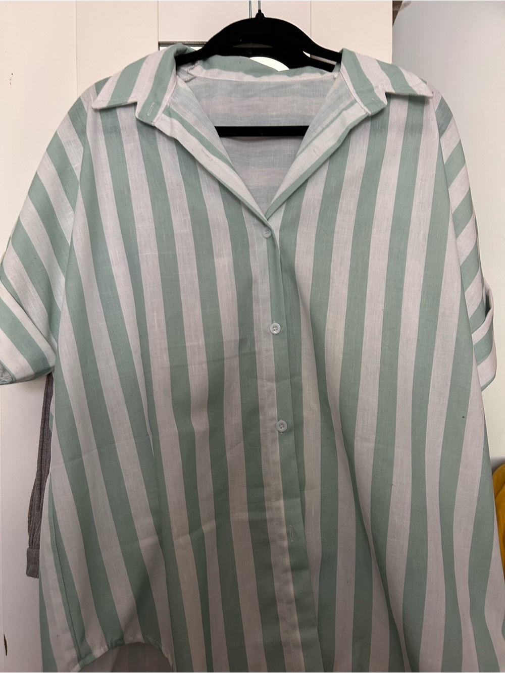 BloomChic Mint Green and White Vertical Stripe Blouse